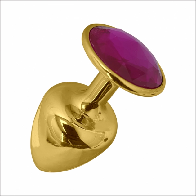 Plug Anal P Em Metal Dourado Pedra Hard DSS Sex Shop