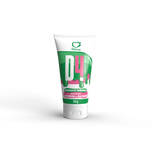 D4 Gel Lubrificante Umectante Com Textura Leitosa Beijável Chiclete 60 g Sexy Fantasy