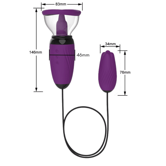 Estimulador Clitoriano Duplo Lingua Mágica Com Sucção e Bullet - Importado 