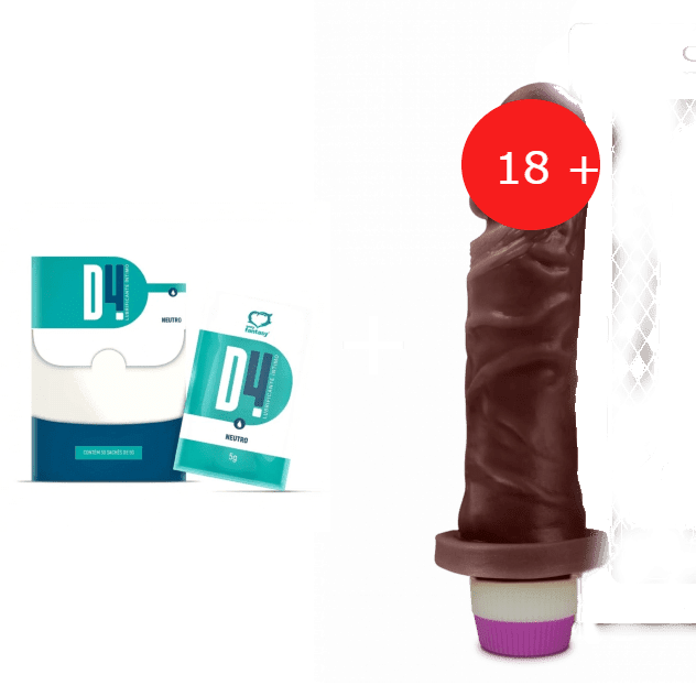 Kit Lubrificante + Penis com Vibro 15 X 4 Cm Borracha Atoxico Negro