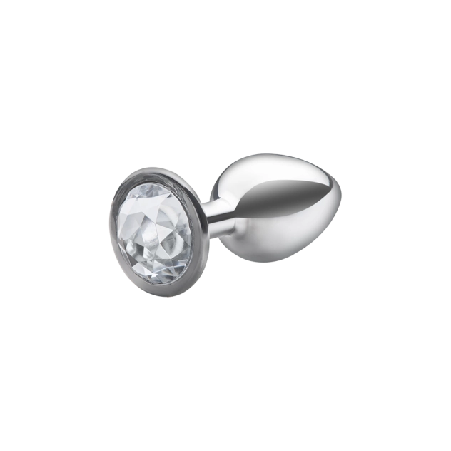 Plug Anal Lite Plug Prata Tamanho P com Pedra Cristal 6,8 x 3,2 cm 17g - Sexy Fantasy