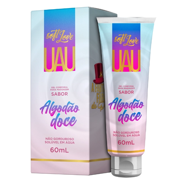 UAU Lubrificante Beijável Delicioso Sabor Algodão Doce 60ml Soft Love