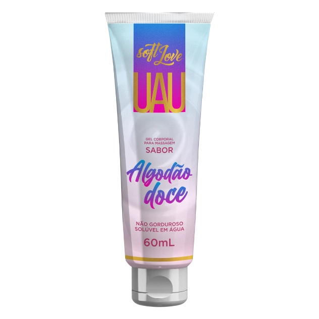 UAU Lubrificante Beijável Delicioso Sabor Algodão Doce 60ml Soft Love