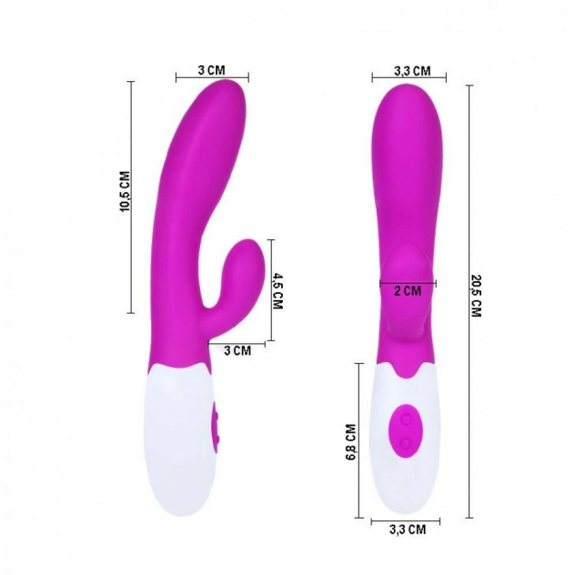 Vibrador Ponto G com Estimulador Clitoriano e 30 Modos de Vibração Pretty Love Alvis