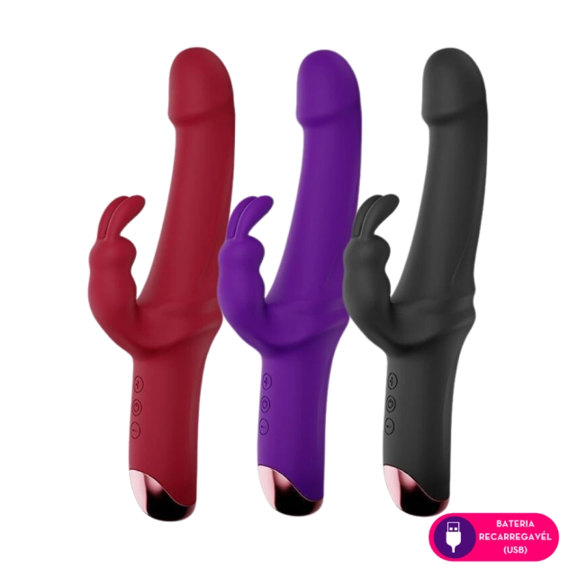 Vibrador Ponto G com Estimulador Clitoriano Rabbit com 10 Modos de Vibração