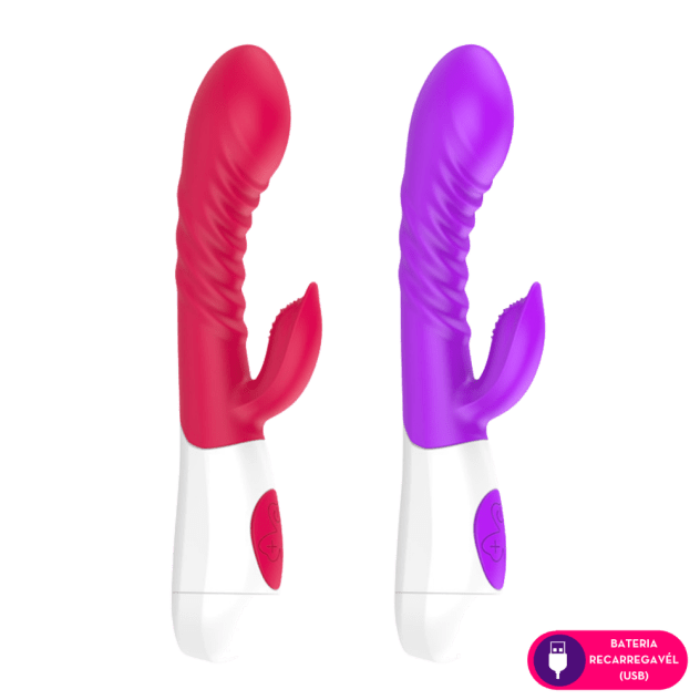 Vibrador Ponto G Recarregável Texturizado e Estimulador Clitoriano com Textura 12 Modos de Vibração