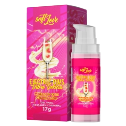 Eletric Plus Vibro Vibrador e Lubrificante Líquido Delicioso Sabor Morango com Champanhe 17g Soft Love