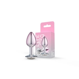 Plug Anal Lite Plug Bicolor Prata com Rosa Tamanho P com Pedra Cravejada 6,8 x 3,2 cm 17g - Sexy Fantasy