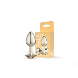 Plug Anal Lite Plug Dourado Tamanho P com Pedra Cristal 6,8 x 3,2 cm 17g - Sexy Fantasy