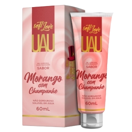 UAU Lubrificante Beijável Delicioso Sabor Morango com Champanhe 60ml Soft Love