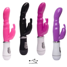 Vibrador Ponto G Recarregavél com 8 Vibrações e Estimulador Clitoriano