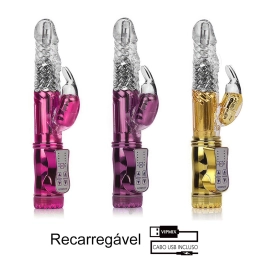 Vibrador Rotativo Cromado 36 Vibrações Recarregável